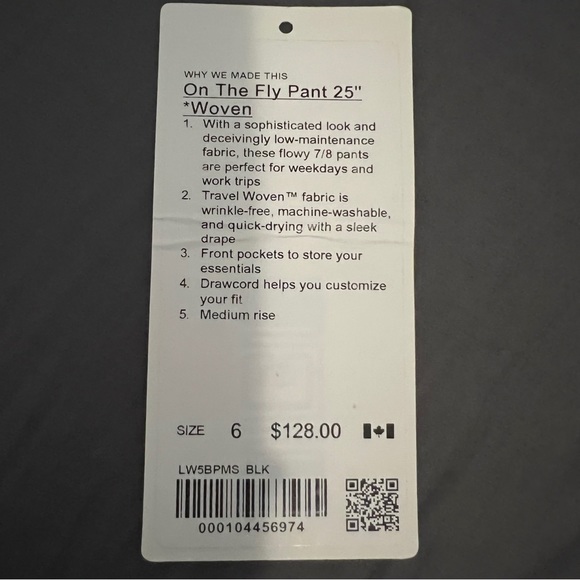 Lululemon On the Fly 7/8 Pant 25” Woven Black Size 6 - Picture 8 of 8